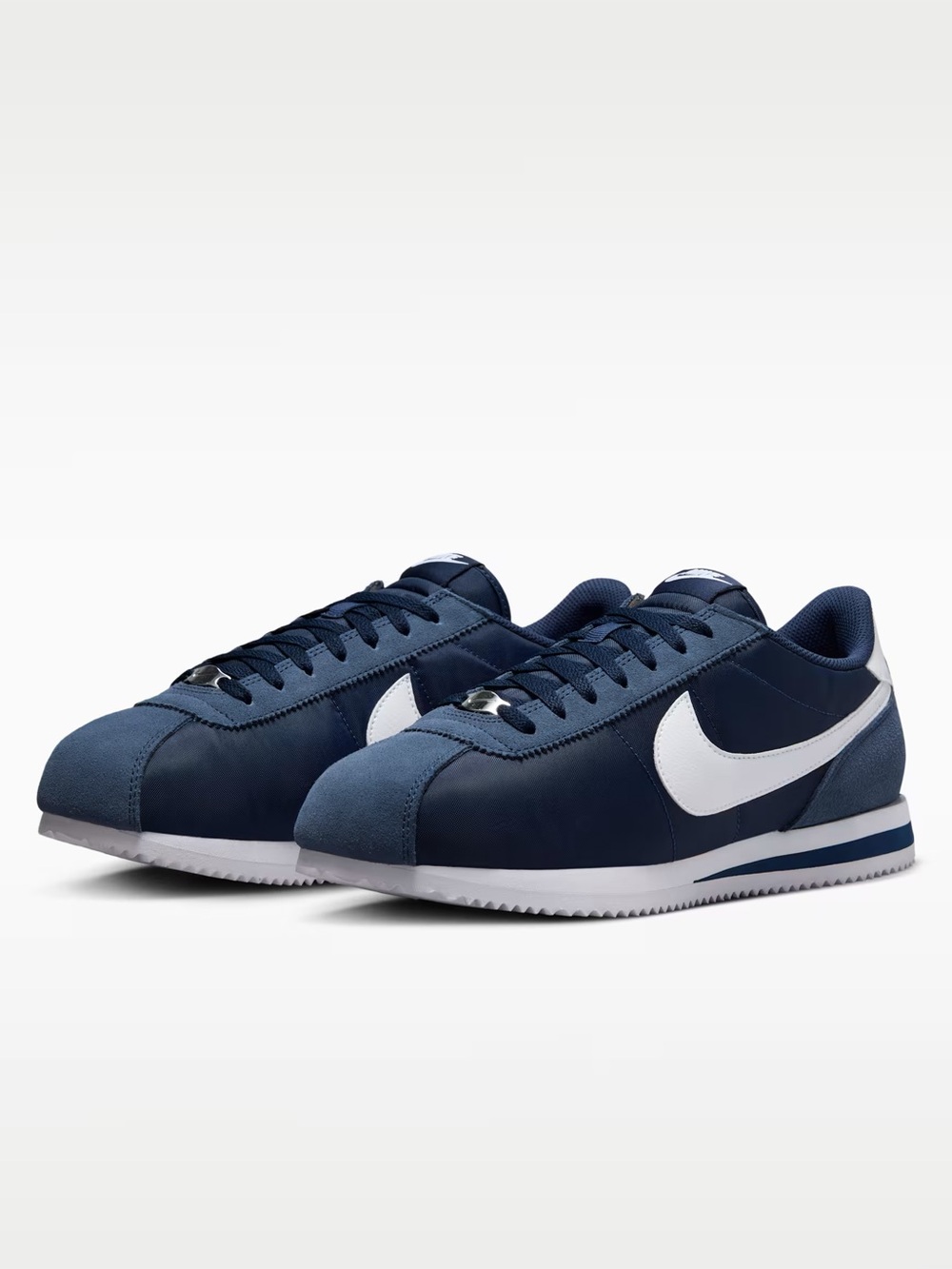 Nike | Women’s Navy Blue Canvas/Suede Lace Up Cortez Sneakers White Swoosh 8.5 - Picture 3 of 16